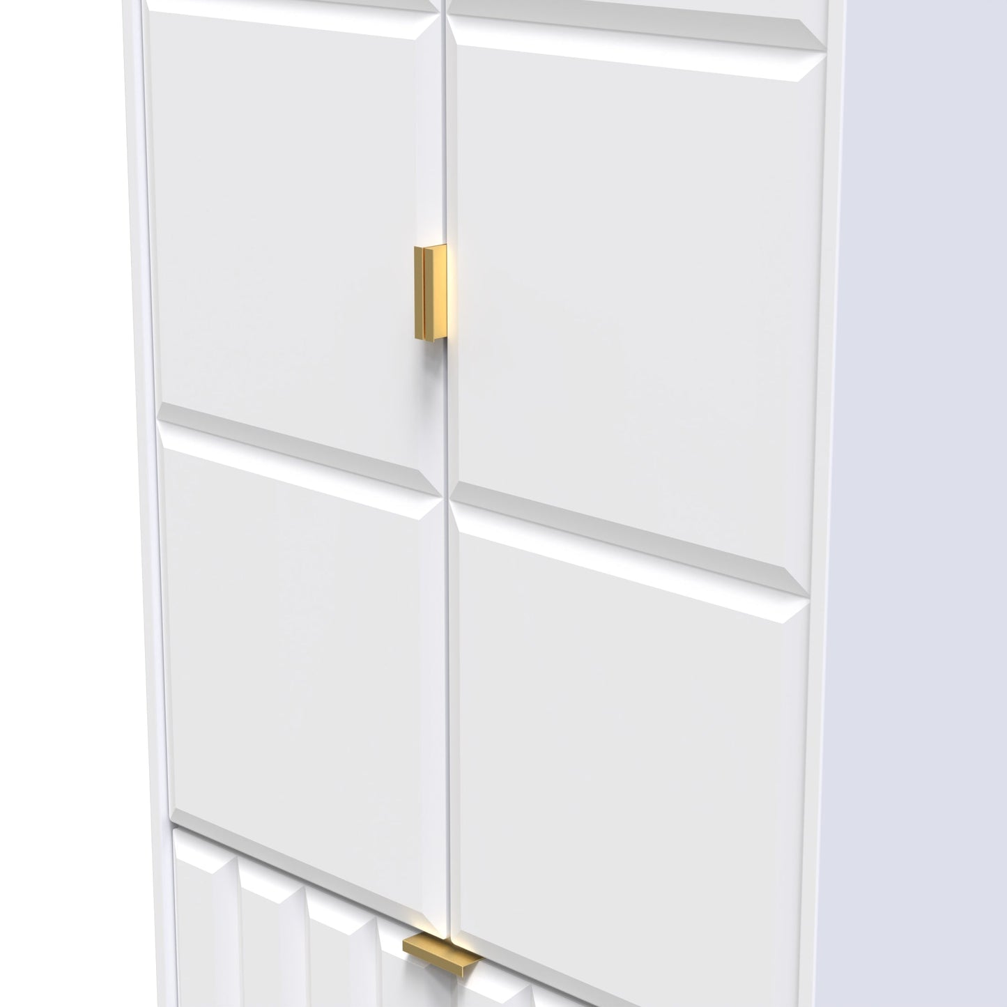Cube Tall Wardrobe White 2 Doors 2 Drawers 197cm