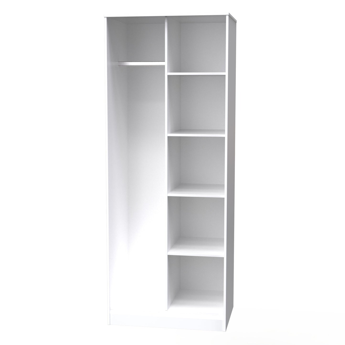 Cube Tall Wardrobe White 5 Shelves 197cm