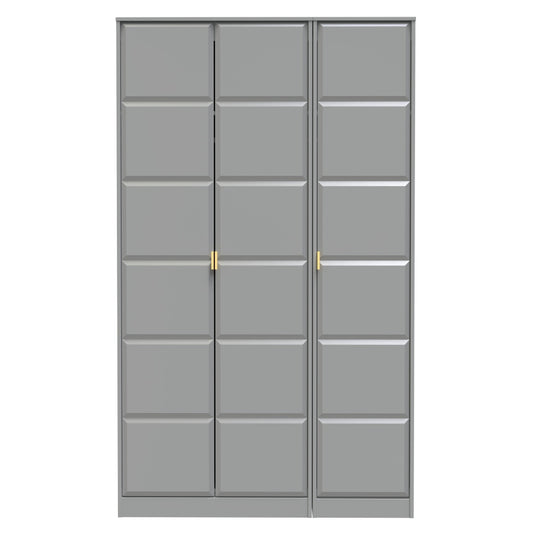 Cube Tall Wardrobe Grey 3 Doors 1 Shelf 198cm