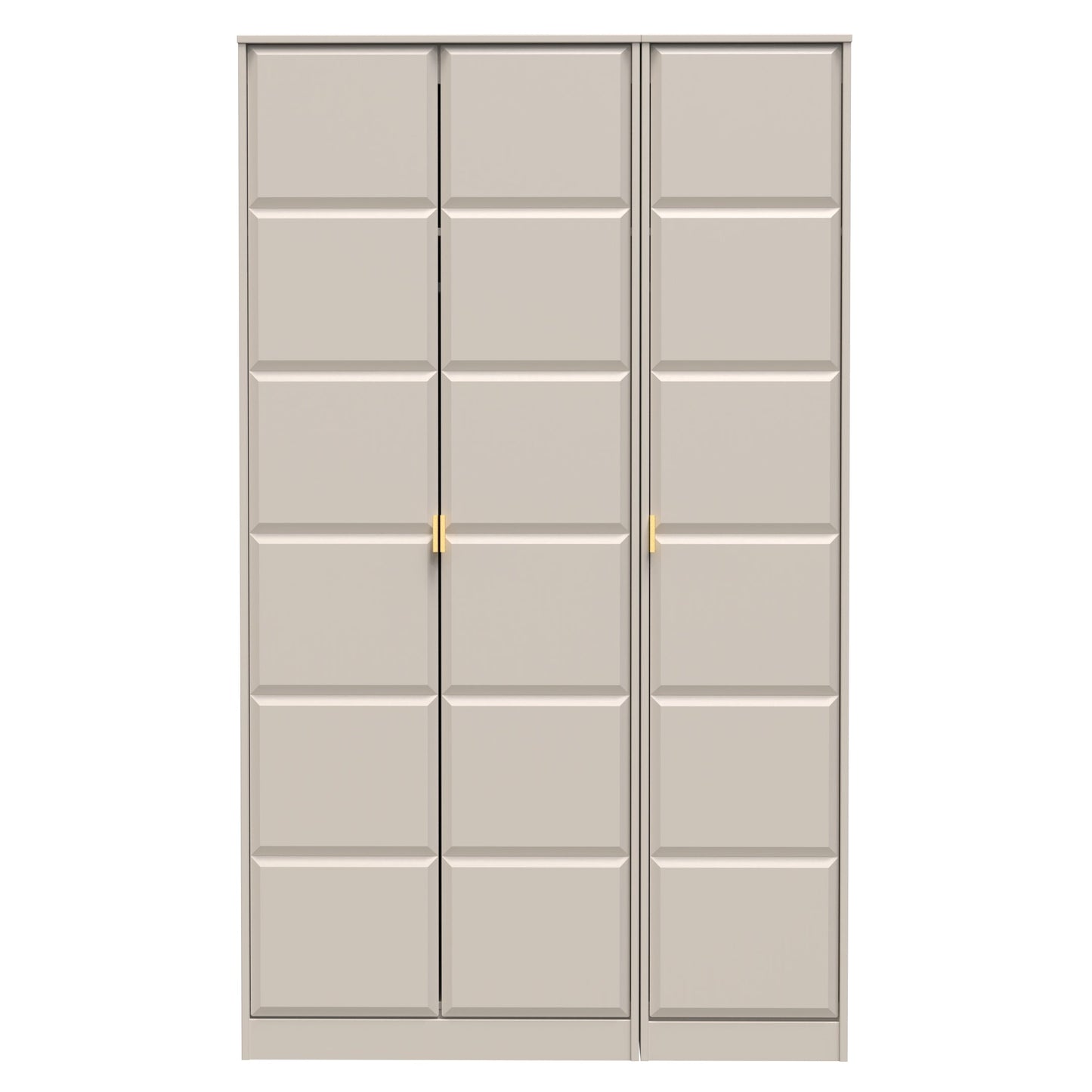 Cube Tall Wardrobe Off-White 3 Doors 1 Shelf 198cm