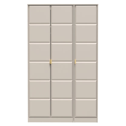 Cube Tall Wardrobe Off-White 3 Doors 1 Shelf 198cm