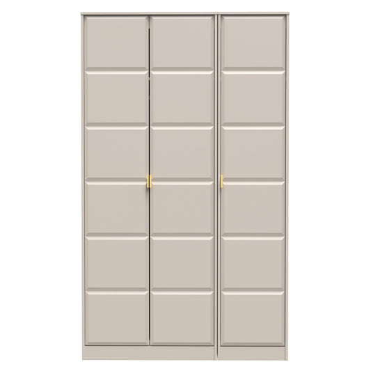 Cube Tall Wardrobe Off-White 3 Doors 1 Shelf 198cm