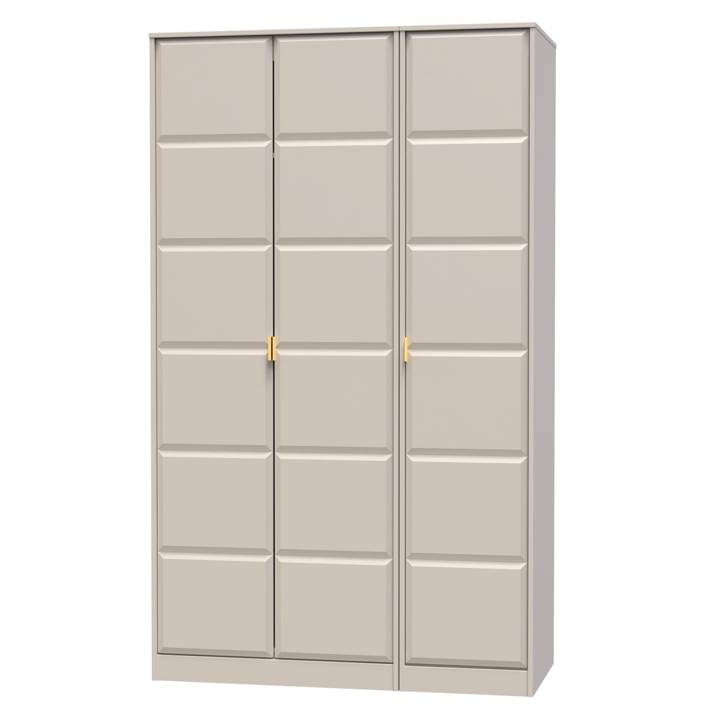 Cube Tall Wardrobe Off-White 3 Doors 1 Shelf 198cm
