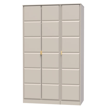 Cube Tall Wardrobe Off-White 3 Doors 1 Shelf 198cm