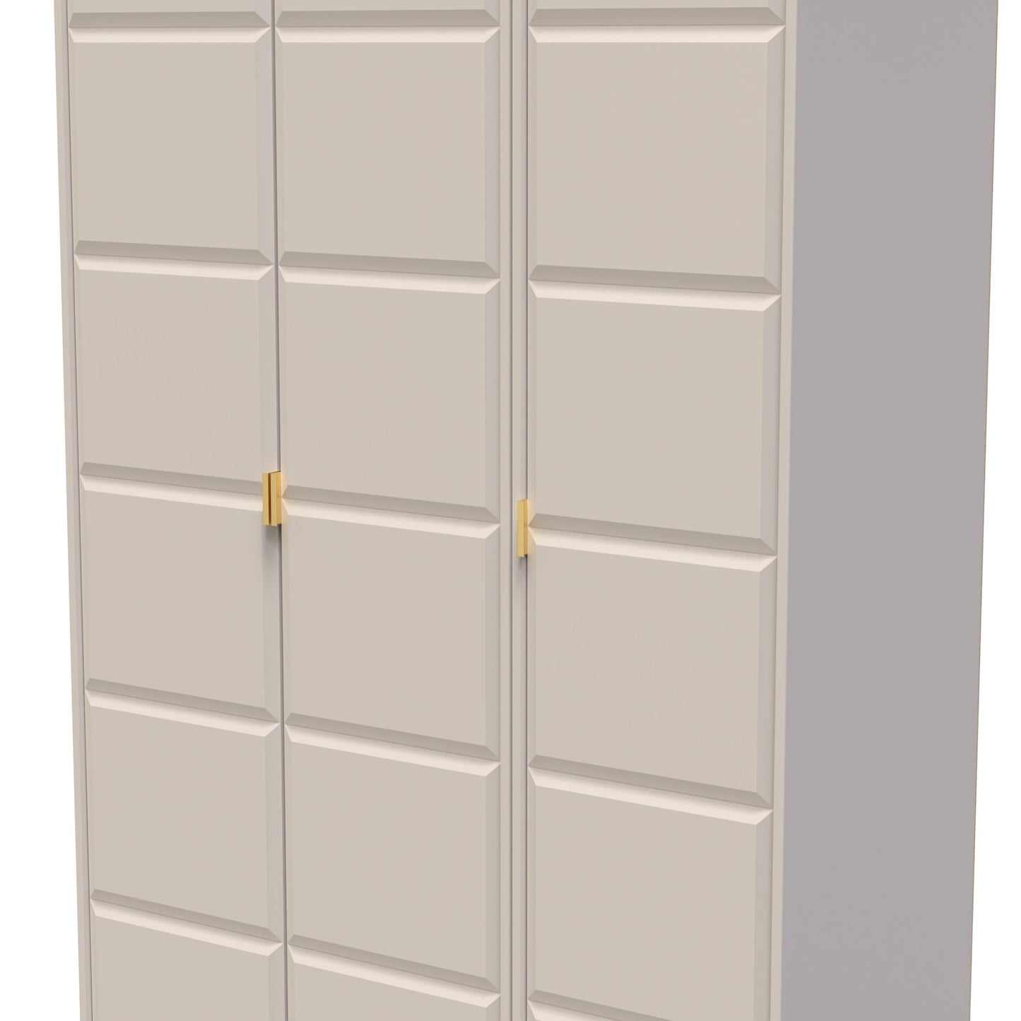 Cube Tall Wardrobe Off-White 3 Doors 1 Shelf 198cm