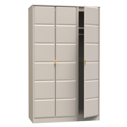 Cube Tall Wardrobe Off-White 3 Doors 1 Shelf 198cm