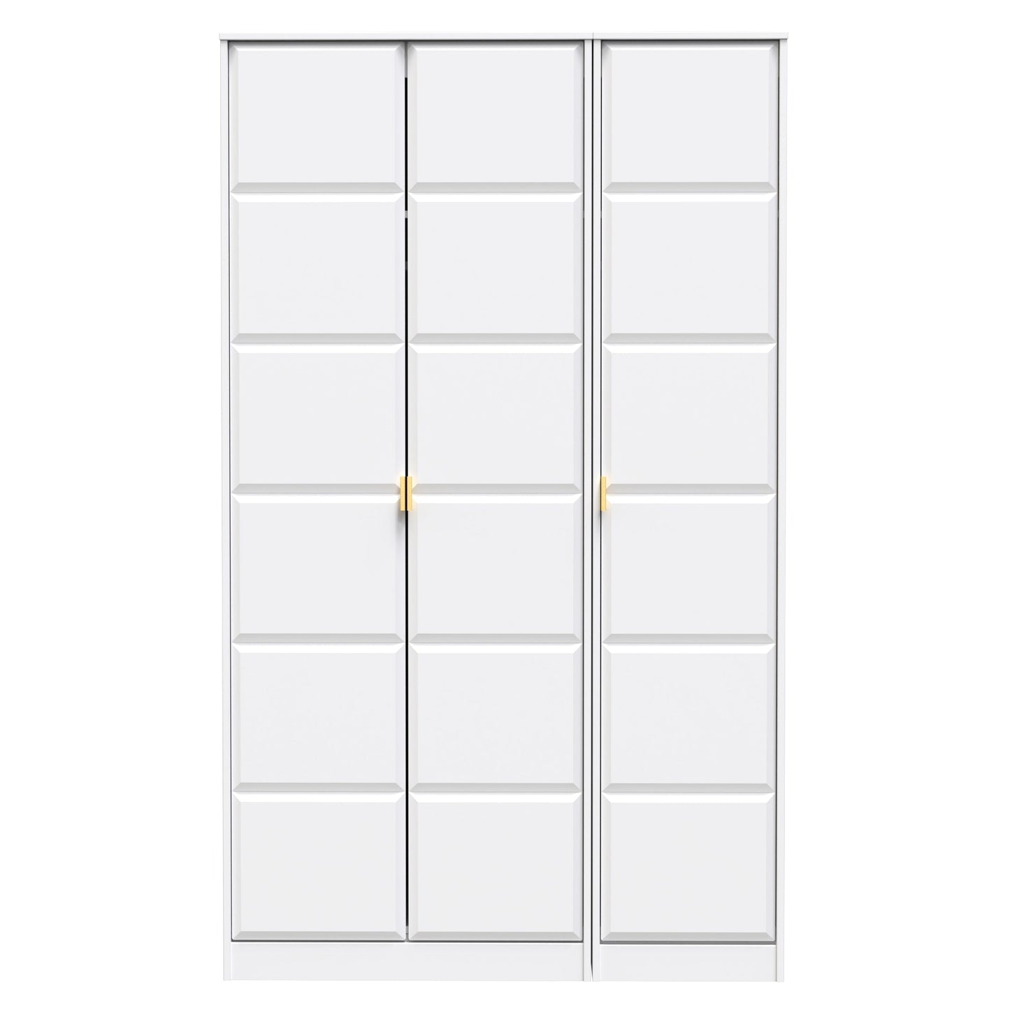 Cube Tall Wardrobe White 3 Doors 1 Shelf 198cm