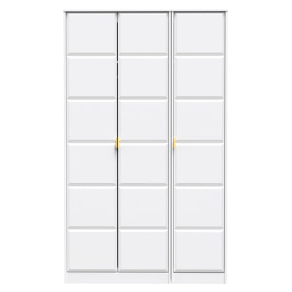 Cube Tall Wardrobe White 3 Doors 1 Shelf 198cm