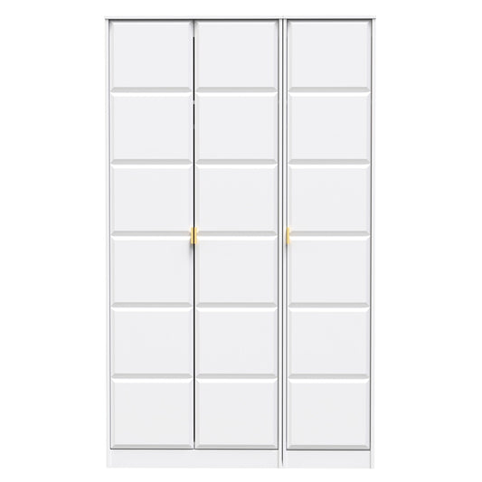 Cube Tall Wardrobe White 3 Doors 1 Shelf 198cm
