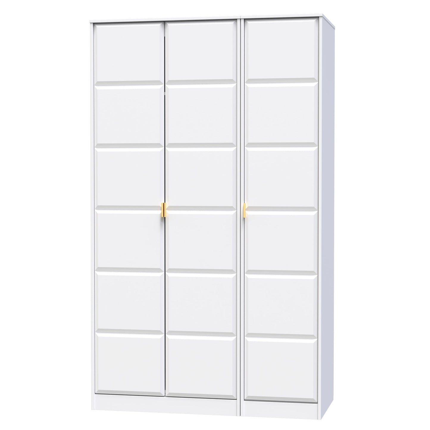 Cube Tall Wardrobe White 3 Doors 1 Shelf 198cm
