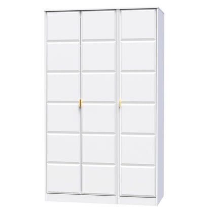 Cube Tall Wardrobe White 3 Doors 1 Shelf 198cm