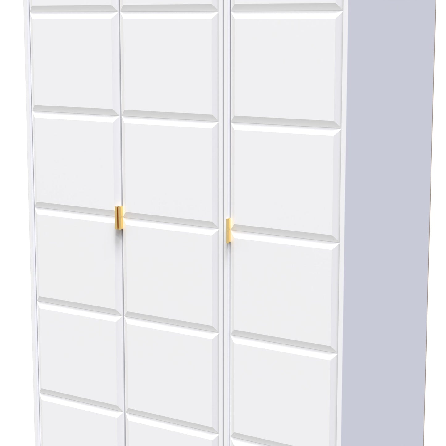 Cube Tall Wardrobe White 3 Doors 1 Shelf 198cm