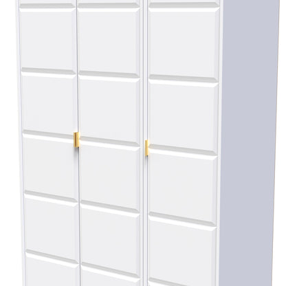Cube Tall Wardrobe White 3 Doors 1 Shelf 198cm