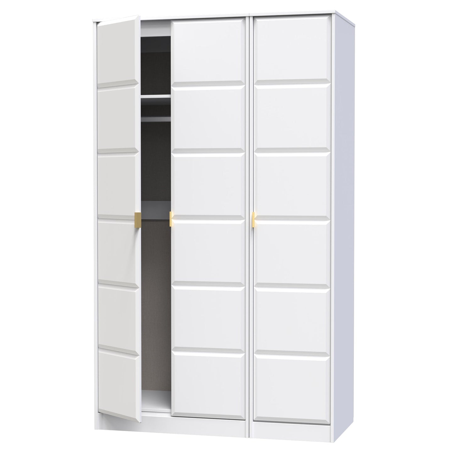 Cube Tall Wardrobe White 3 Doors 1 Shelf 198cm