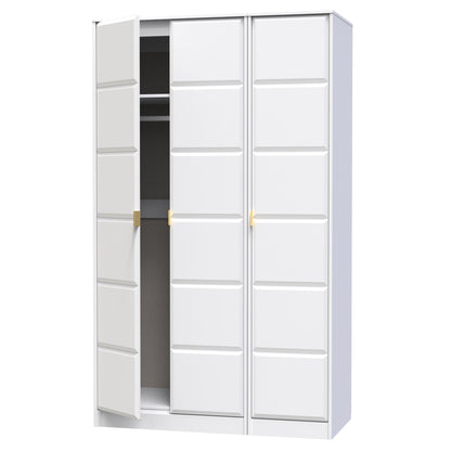Cube Tall Wardrobe White 3 Doors 1 Shelf 198cm