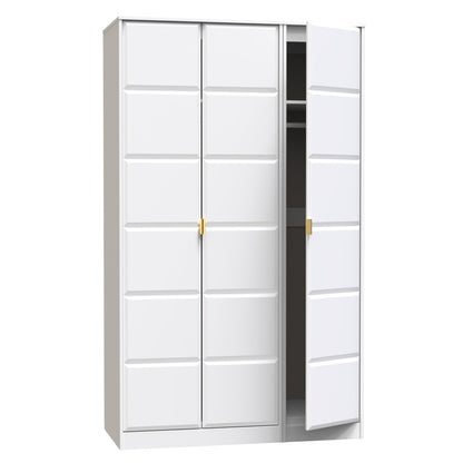 Cube Tall Wardrobe White 3 Doors 1 Shelf 198cm