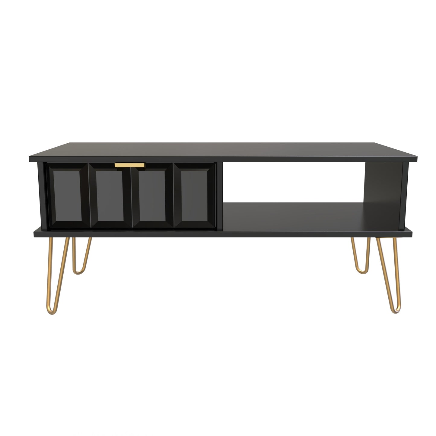 Cube Coffee Table Black 1 Shelf 1 Drawer 92cm