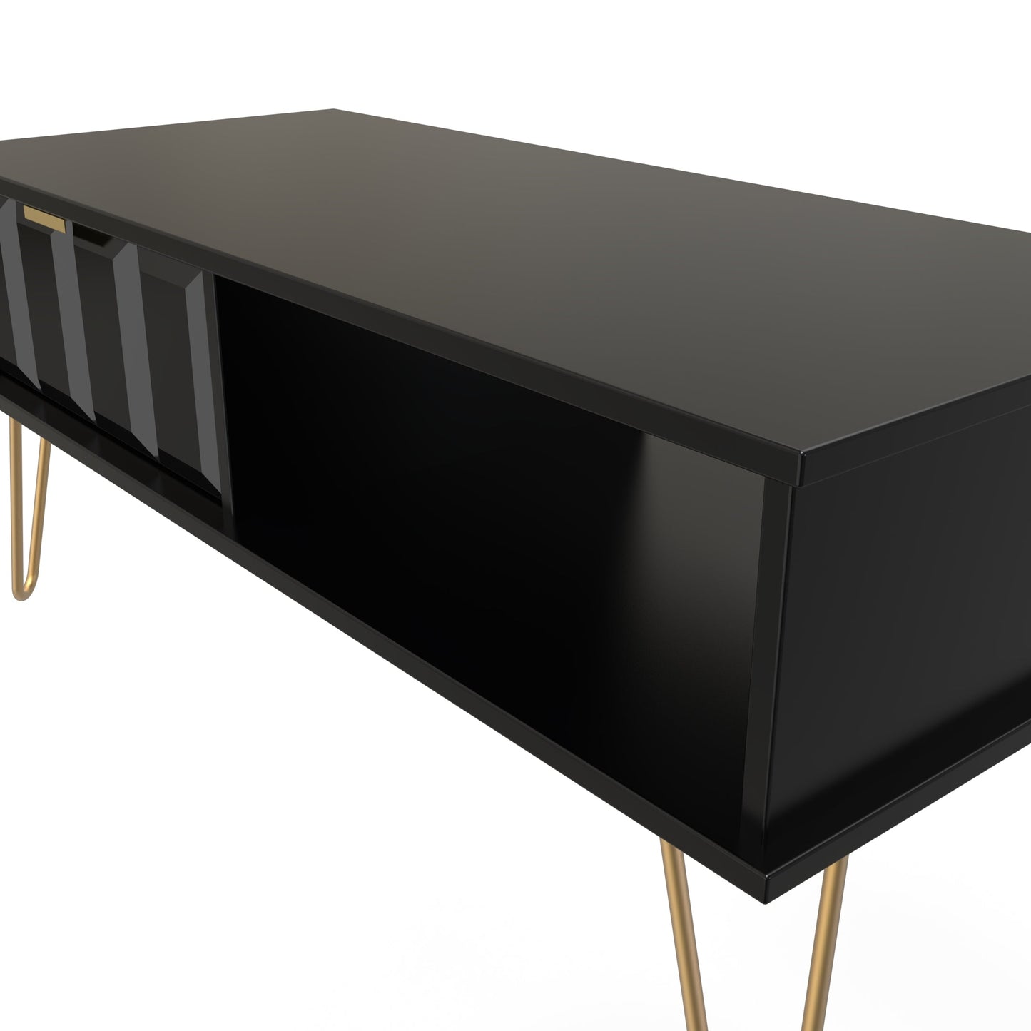 Cube Coffee Table Black 1 Shelf 1 Drawer 92cm
