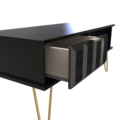 Cube Coffee Table Black 1 Shelf 1 Drawer 92cm