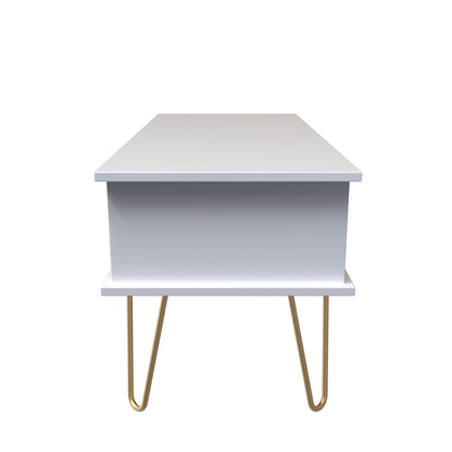 Cube Coffee Table White 1 Shelf 1 Drawer 92cm