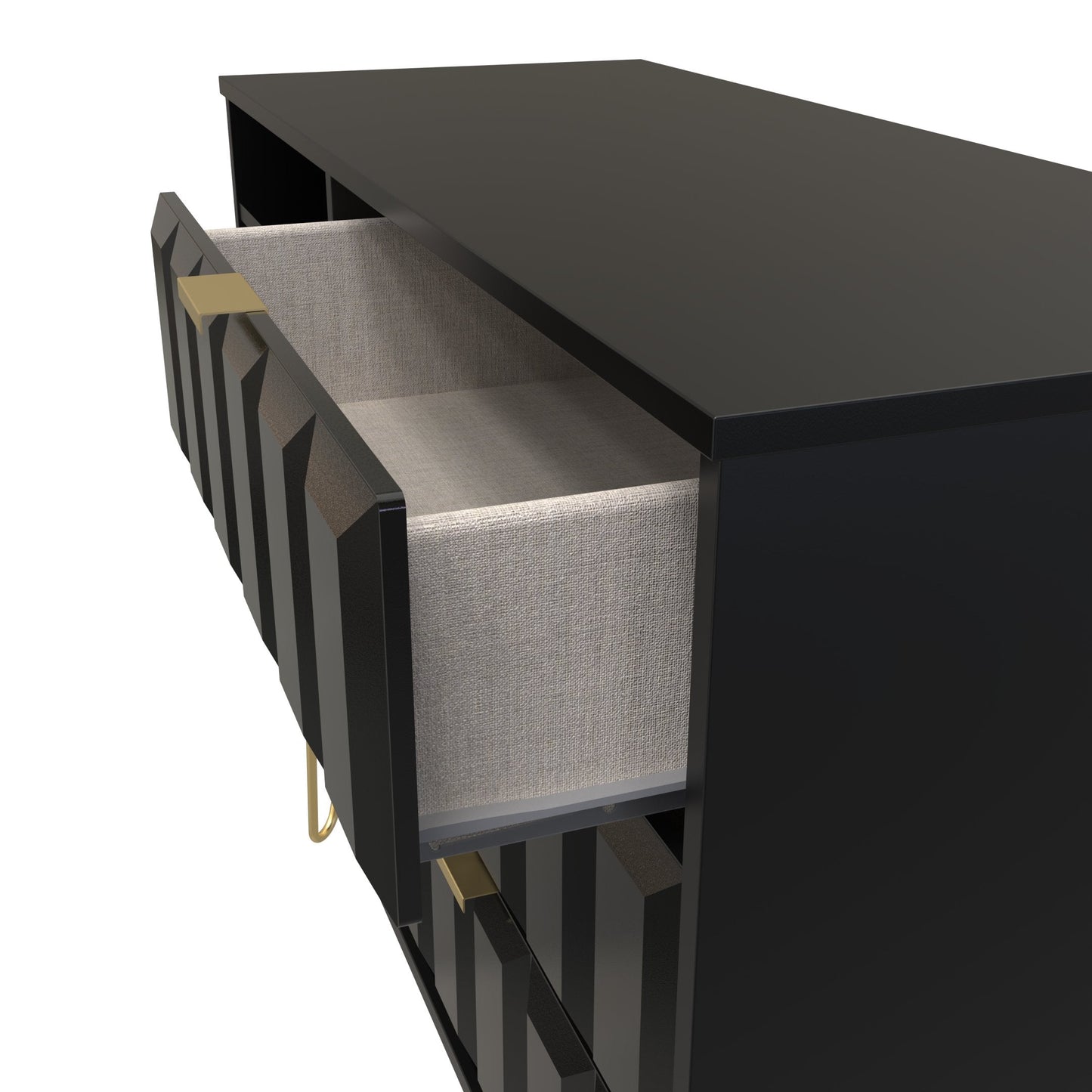 Cube TV Unit Black 2 Shelves 3 Drawers 97cm