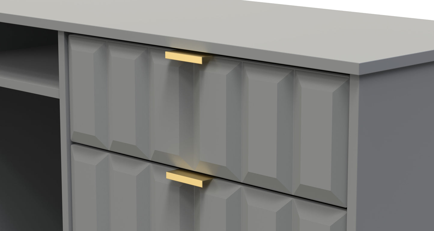 Cube TV Unit Grey 2 Shelves 3 Drawers 97cm