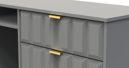 Cube TV Unit Grey 2 Shelves 3 Drawers 97cm