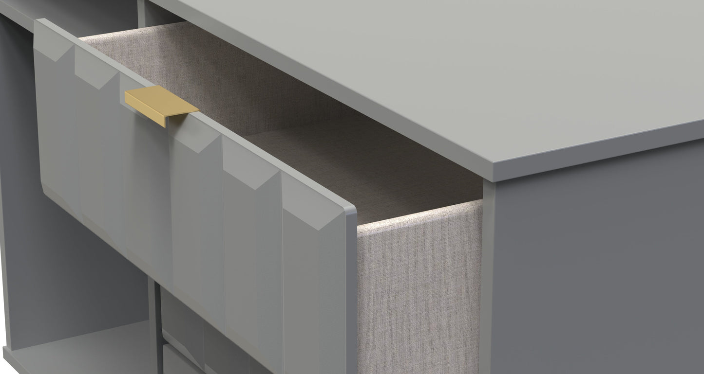 Cube TV Unit Grey 2 Shelves 3 Drawers 97cm