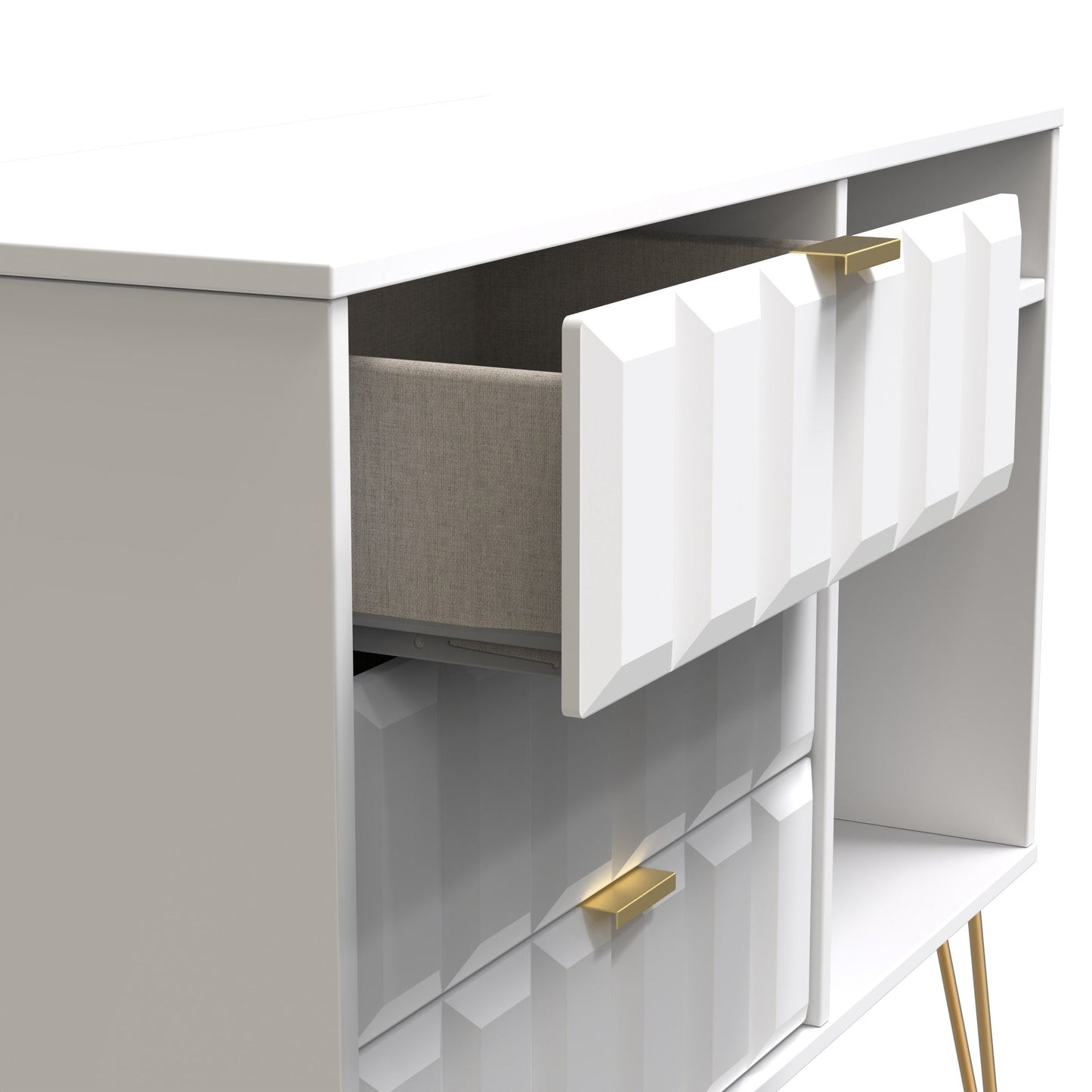 Cube TV Unit White 2 Shelves 3 Drawers 97cm