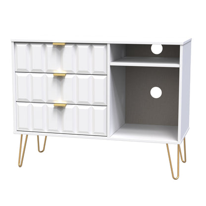 Cube TV Unit White 2 Shelves 3 Drawers 97cm