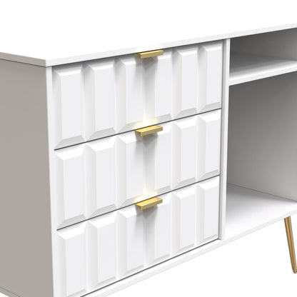 Cube TV Unit White 2 Shelves 3 Drawers 97cm