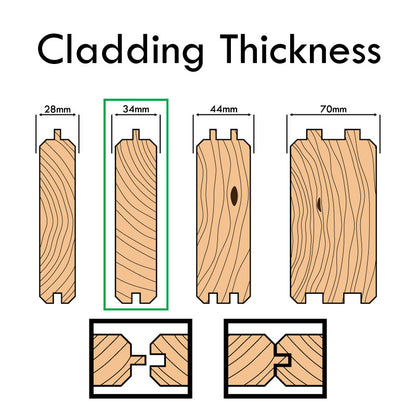 Shire Shire Herewood 7' 10" x 11' 9" Apex Log Cabin - Premium 34mm Cladding Tongue & Groove