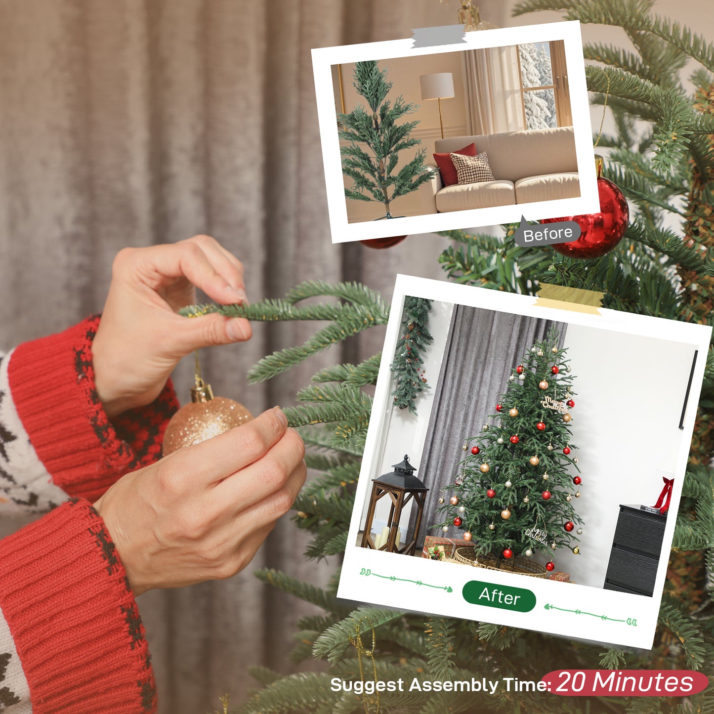 6ft Full Spruce Christmas Tree Artificial -  1814 Tips