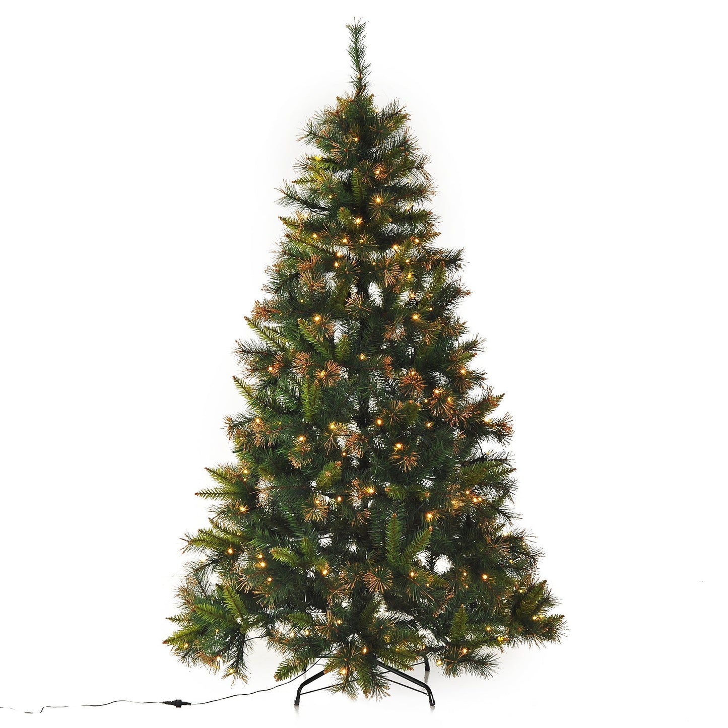 5 Foot Pre-Lit Christmas Tree Artificial Spruce Xmas Tree Warm White LED Holiday Décor with Metal Stand Green Primary Image