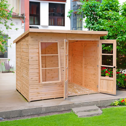 Shire Dahlia 7' 4" x 8' 4" Pent Summerhouse - Premium Dip Treated Overlap