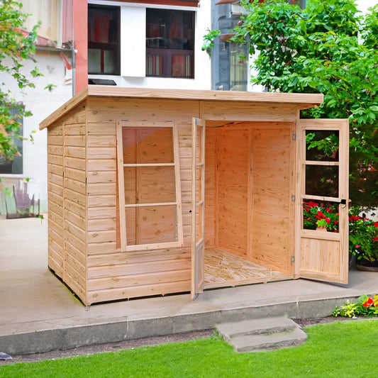Shire Dahlia 7' 4" x 8' 4" Pent Summerhouse - Premium Dip Treated Overlap