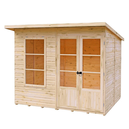 Shire Dahlia 7' 4" x 8' 4" Pent Summerhouse - Premium Dip Treated Overlap