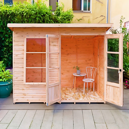 Shire Dahlia 7' 4" x 8' 4" Pent Summerhouse - Premium Dip Treated Overlap
