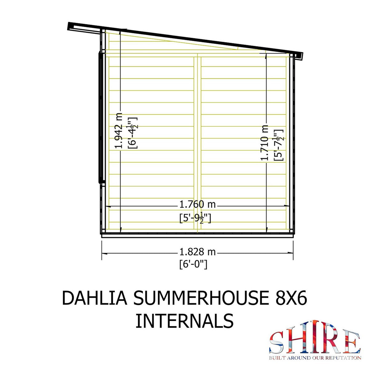 Shire Dahlia 7' 4" x 8' 4" Pent Summerhouse - Premium Dip Treated Overlap