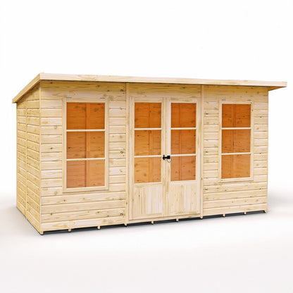 Shire Dahlia 7' 4" x 12' 3" Pent Summerhouse - Premium Dip Treated Overlap