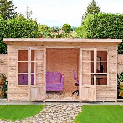 Shire Dahlia 7' 4" x 12' 3" Pent Summerhouse - Premium Dip Treated Overlap
