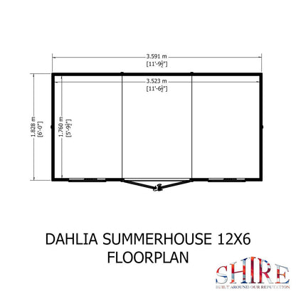 Shire Dahlia 7' 4" x 12' 3" Pent Summerhouse - Premium Dip Treated Overlap
