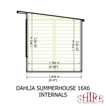 Shire Dahlia 7' 4" x 16' 2" Pent Summerhouse - Premium Dip Treated Overlap