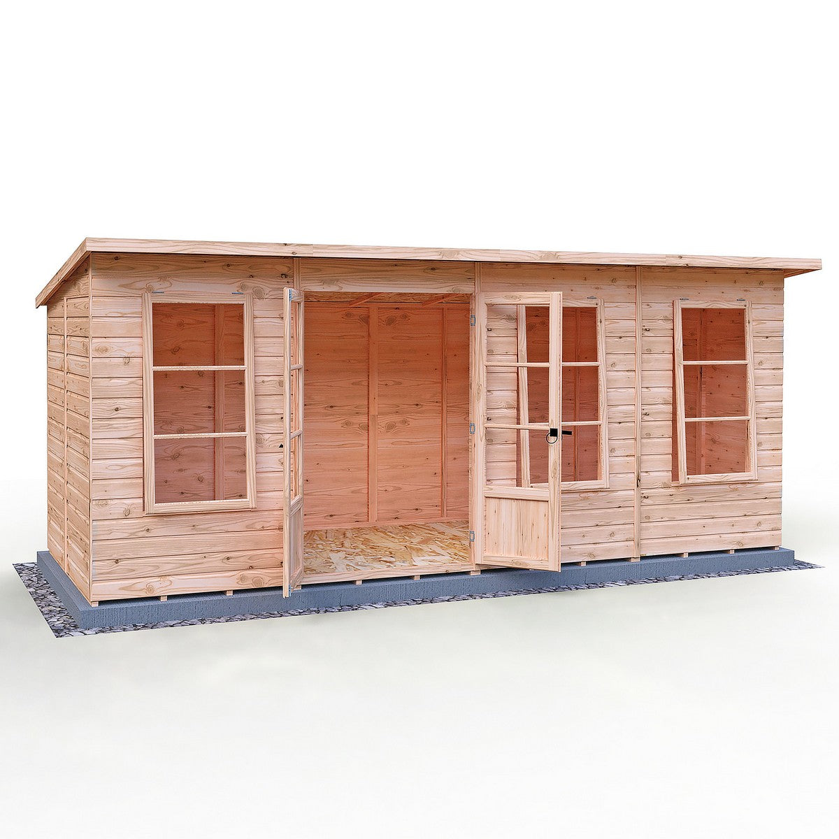 Shire Dahlia 7' 4" x 16' 2" Pent Summerhouse - Premium Dip Treated Overlap
