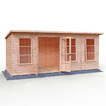 Shire Dahlia 7' 4" x 16' 2" Pent Summerhouse - Premium Dip Treated Overlap