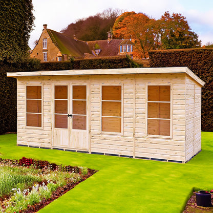 Shire Dahlia 7' 4" x 16' 2" Pent Summerhouse - Premium Dip Treated Overlap
