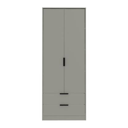 Diego G Tall Wardrobe Grey 2 Doors 2 Drawers 197cm