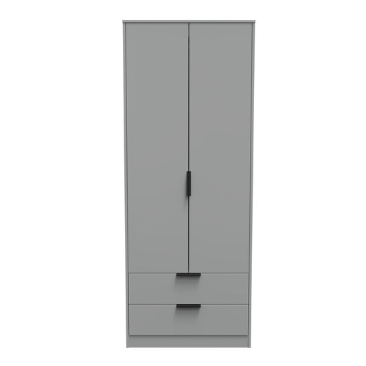 Diego G Tall Wardrobe Grey 2 Doors 2 Drawers 197cm