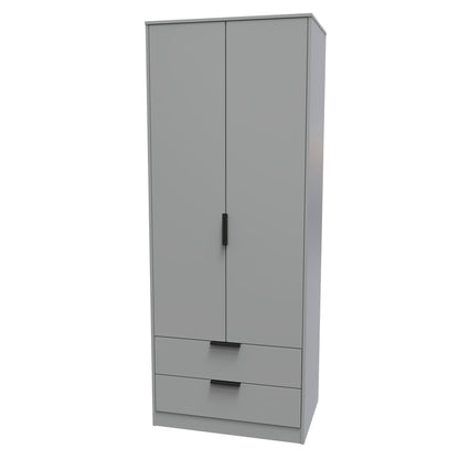 Diego G Tall Wardrobe Grey 2 Doors 2 Drawers 197cm