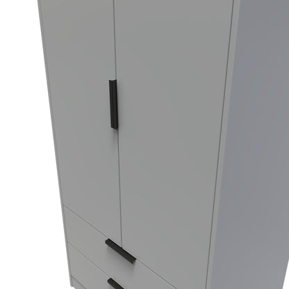 Diego G Tall Wardrobe Grey 2 Doors 2 Drawers 197cm